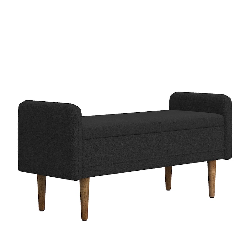 Black 16.75" Upholstered Stool with Storage