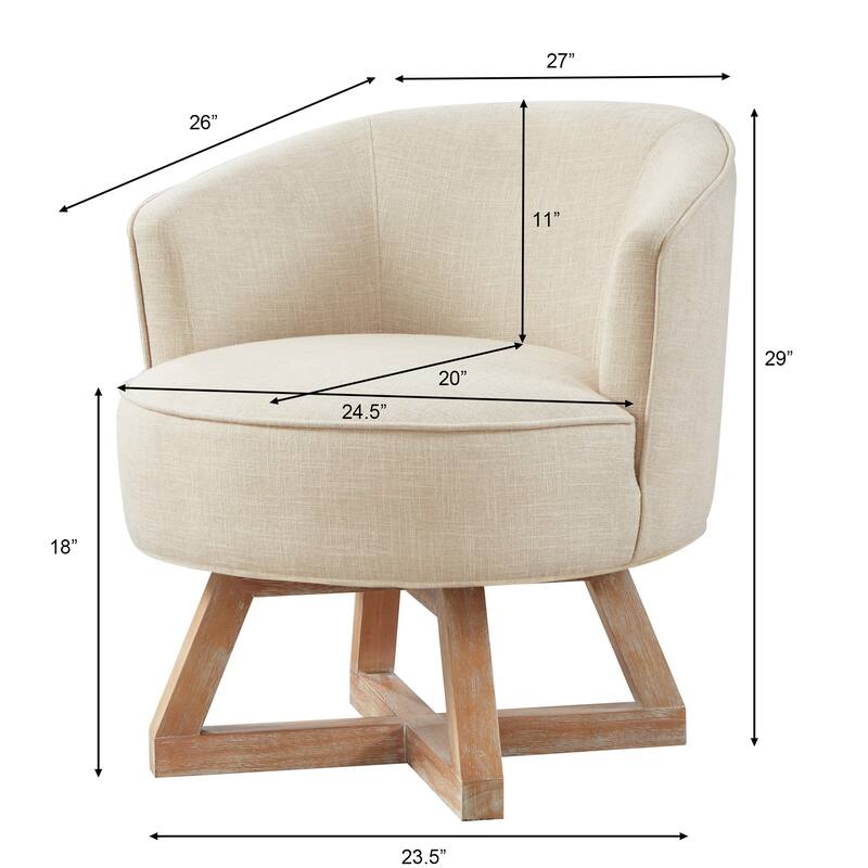 Swivel Chair Side Chair with Wood Legs, Reception Chair Reading Chair Leisure Chair Beige Vanity Chair