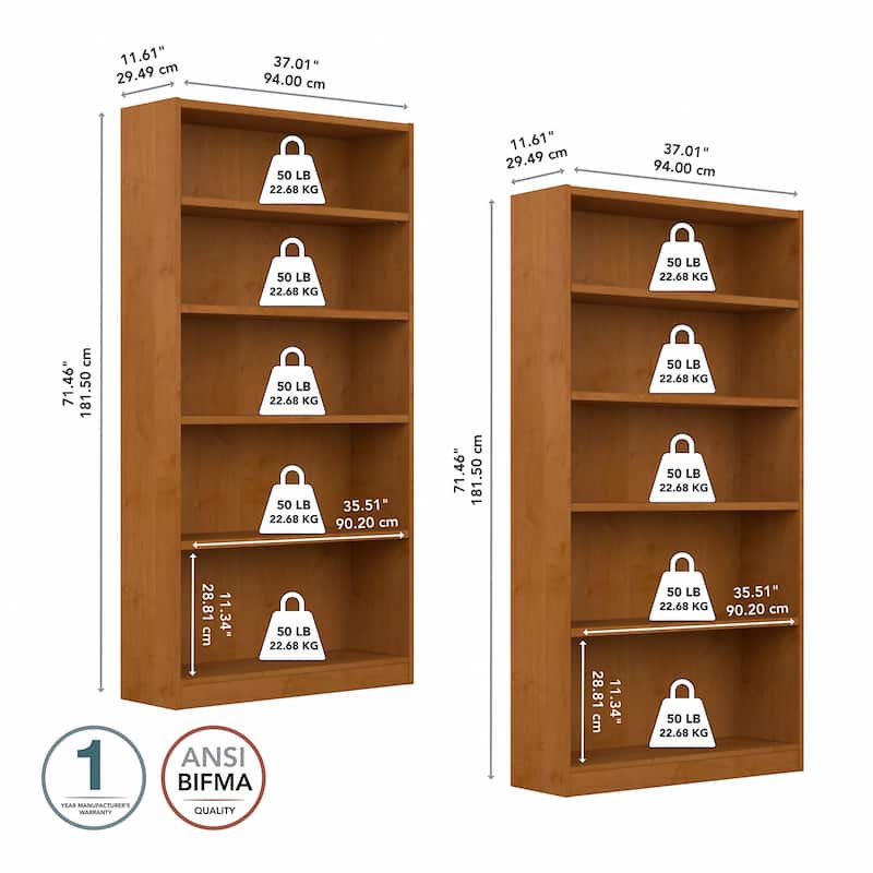 Universal Tall 5 Shelf Bookcase Storage - Set of 2 by Bush Furniture
