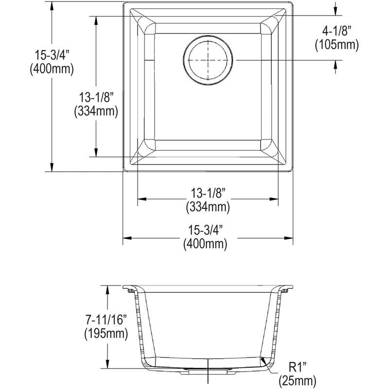 Elkay Quartz Classic 15-3/4" Undermount Single Basin Quartz Composite