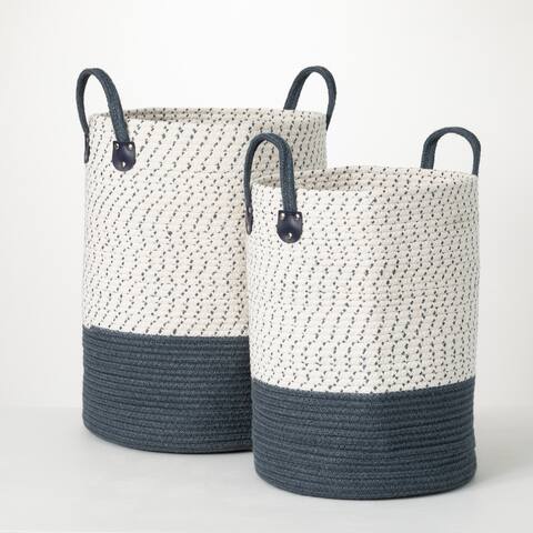 Sullivans Indigo & White Canvas Baskets - Set of 2