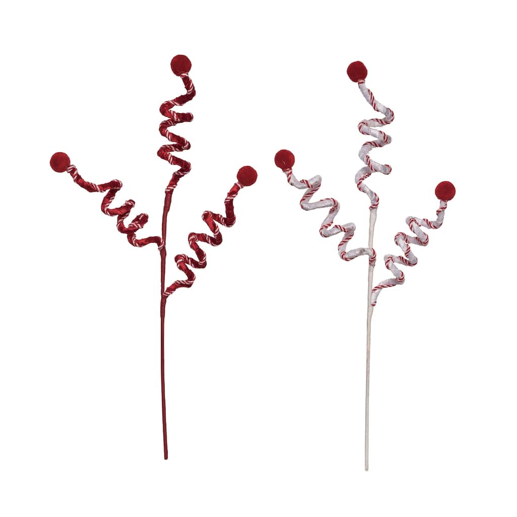 Transpac Peppermint Twist Pick Set of 2 Christmas Home Decorations