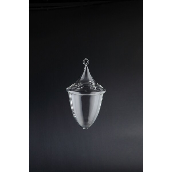 8.5" Clear Solid Cone Shaped Hanging Tea light Holder with Lid - N/A