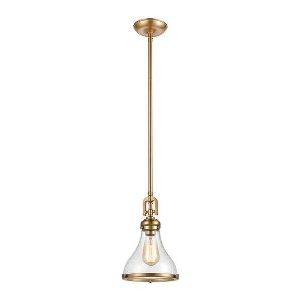 slide 2 of 5, ELK Home Rutherford 9" Wide 1-Light Mini Pendant, Satin Brass-Finish