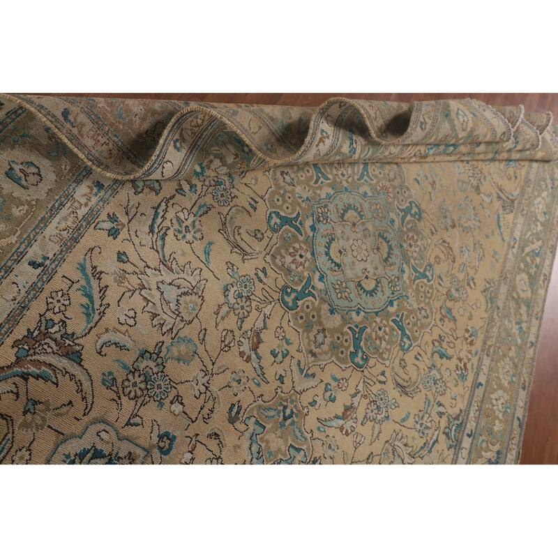 Distressed Tabriz Persian Vintage Area Rug Handmade Wool Carpet - 6'8"x 10'2"