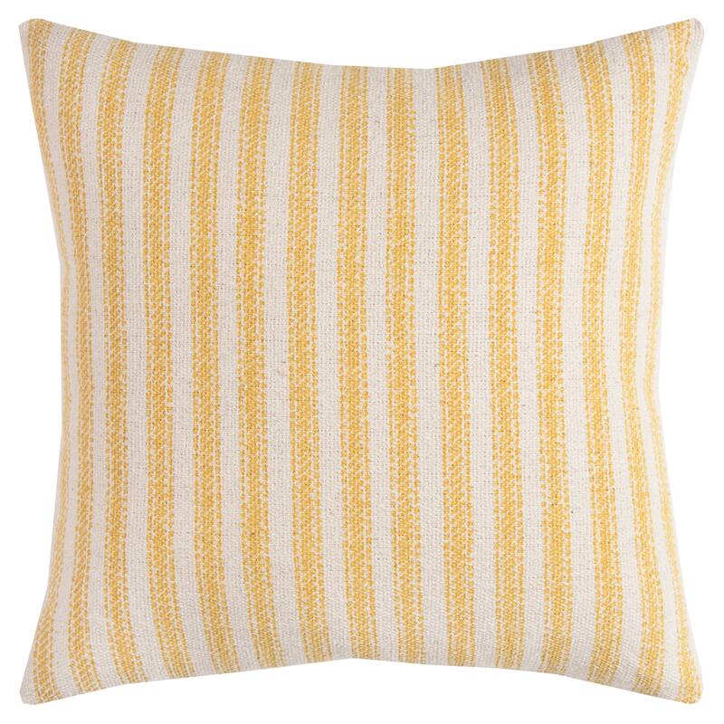 Rizzy Home Ticking Stripe Cotton Canvas Throw Pillow Cover - Yellow/ Natural