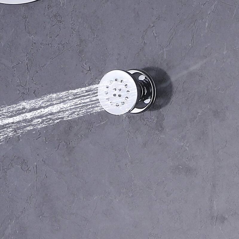 Thermostatic Shower System With Rough-in Valve Wall Mount Shower Faucet With Body Jet And Hand Shower 12 Inch Shower Head Set