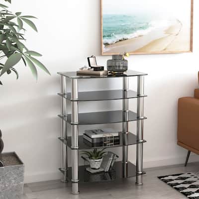 5-Tier Tempered Glass End Table
