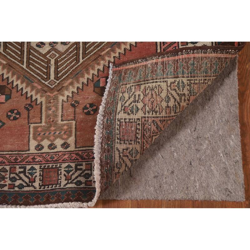 Pink Ardebil Persian Vintage Runner Rug Hand-knotted Wool Carpet - 3'6" x 10'2"