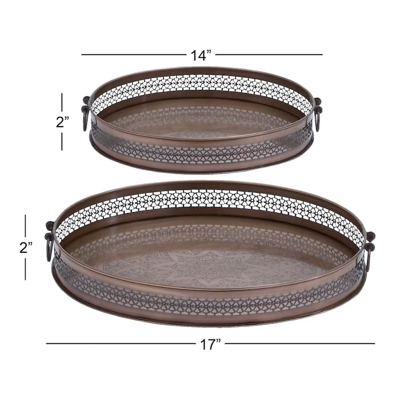 Metal Tray - Set of 2 Brown - Roche River Decor - 13"W x 17"L x 3"H