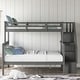 preview thumbnail 2 of 9, Lodge Design Twin Over Full Wood Bunk Bed with Guard Rail,Maximized Storage Space,Four-Step Set Of Stairs