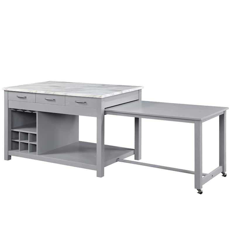 Graneger Farmhouse Wood Multi-Storage Kitchen Island by Furniture of America