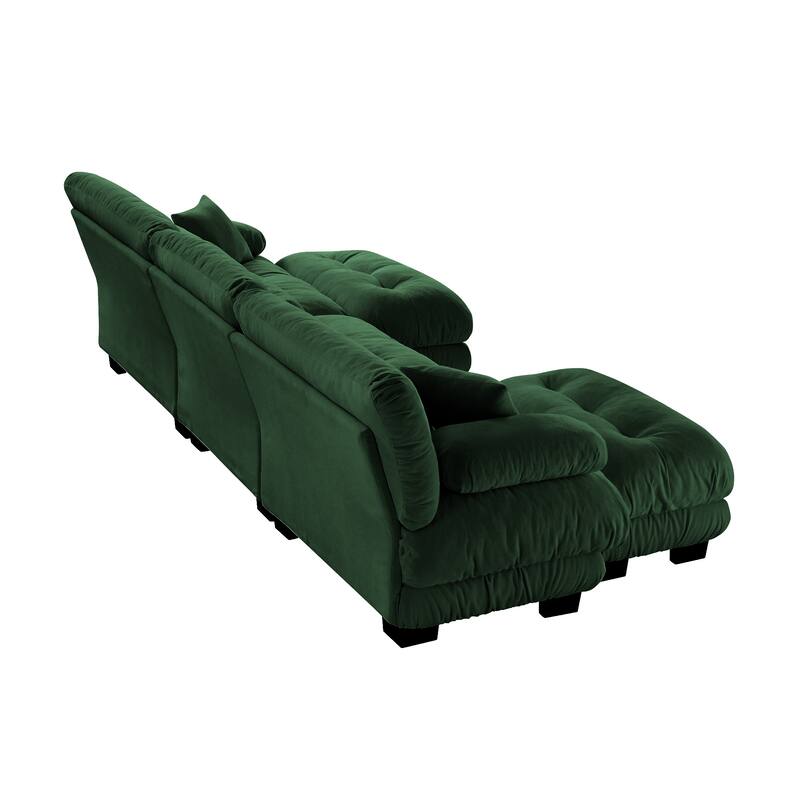 133.8" Chenille U-Shaped Cloud Sectional Sofa (3-Seater Modular) with 2 Ottomans