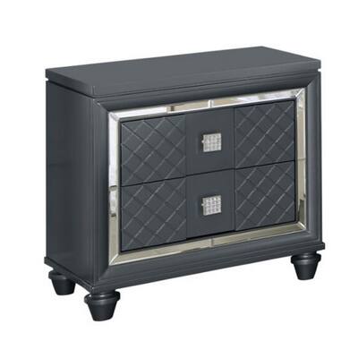 Charcoal Gray/Silver 2 Drawer 17.01 in. W Nightstand with Sturdy Hardware and Ample Storage