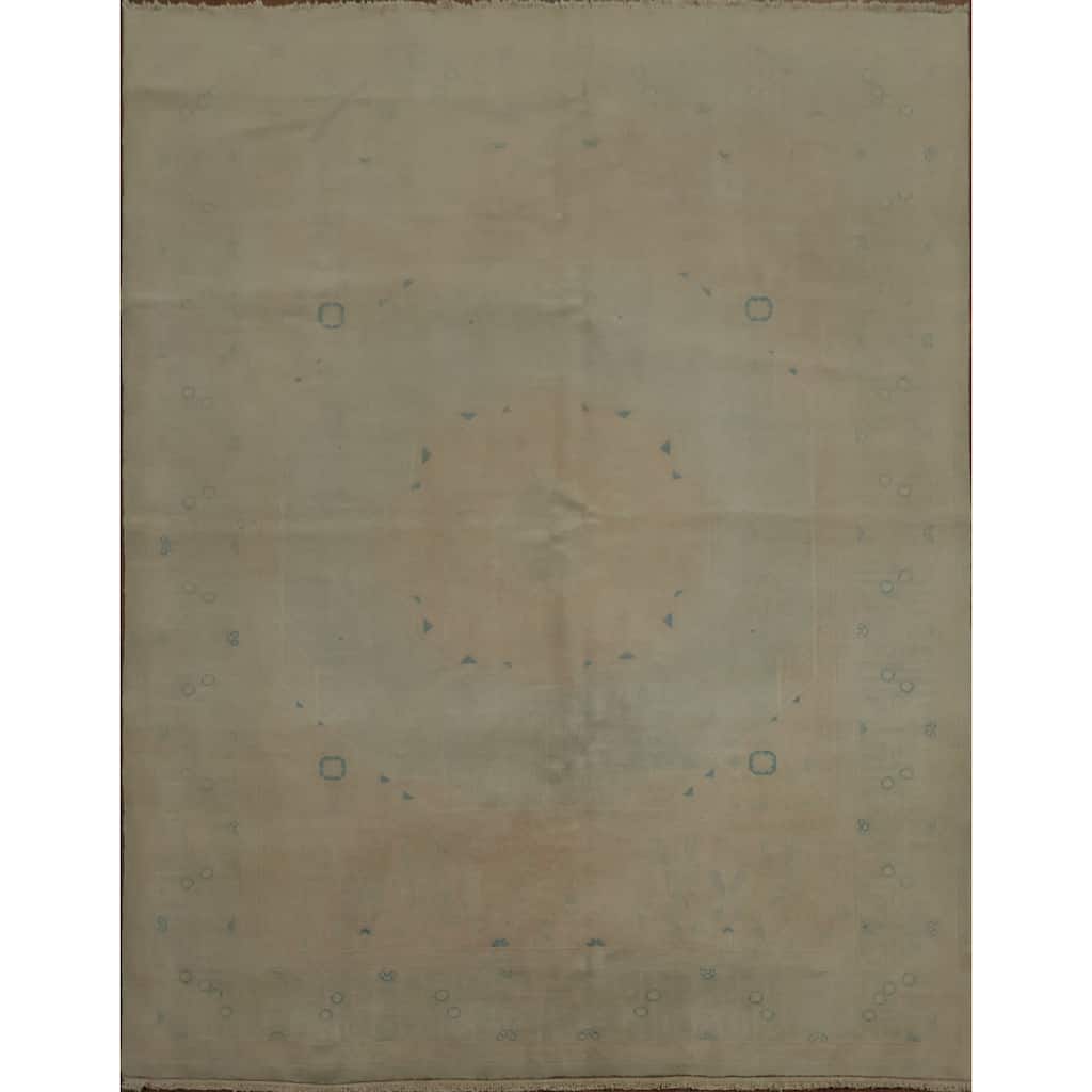 Hand Knotted Oriental 100% Wool Carpet Transitional Geometric Greys & Charcoal Oushak Area Rug - 7' 11'' X 6' 2''