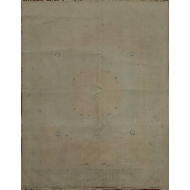 Hand Knotted Oriental 100% Wool Carpet Transitional Geometric Greys & Charcoal Oushak Area Rug - 7' 11'' X 6' 2''