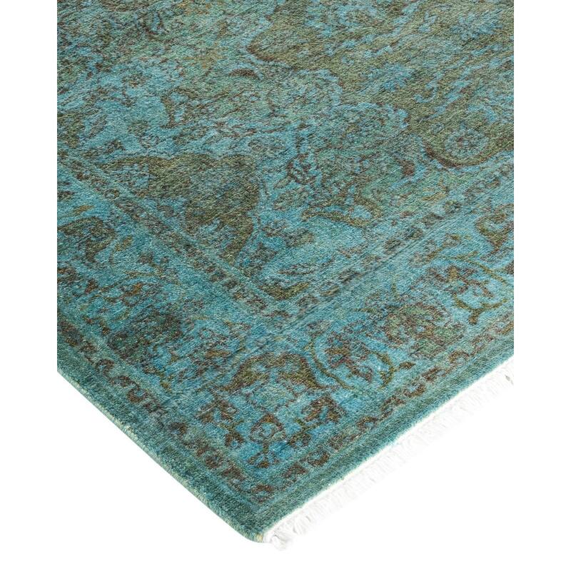 Overton Hand Knotted Wool Vintage Inspired Modern Contemporary Overdyed Blue Area Rug - 3' 1" x 5' 2"