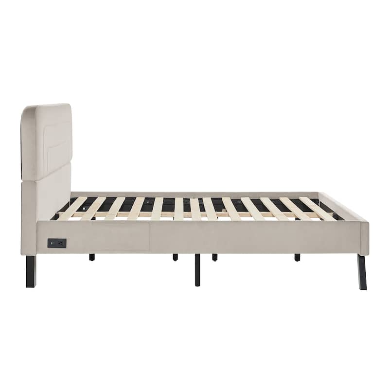 Studio Living Ashton Full Upholstered Bed in Velvet Fabric