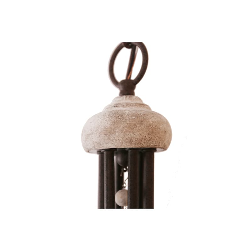 Oaks Aura Mid-Century 6-Light Wood Ceiling Light, Swing Arms French Country Boho Wood Beaded Chandelier
