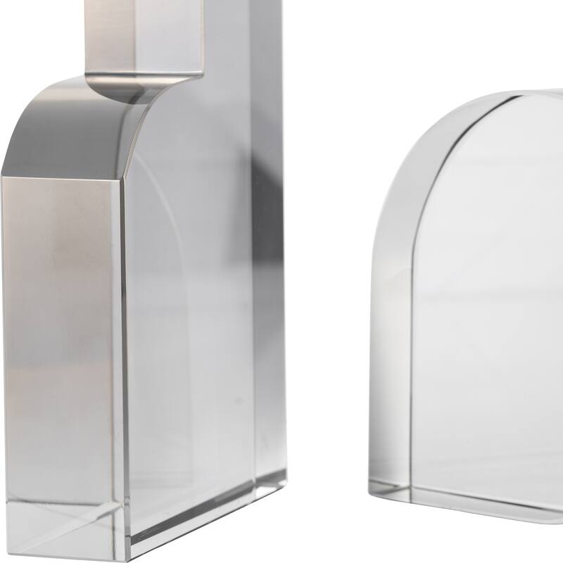 Sagebrook Home Glass, Set Of 2 6" Contemporary Bookends, Smoke, Novelty, 6"H, Solid Color - 6.0" x 2.0" x 6.0"