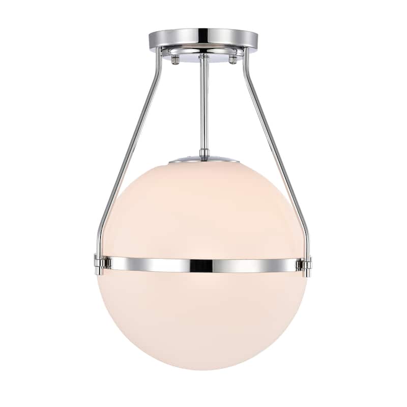 Chrome Contemporary Semi-Flushmount Ceiling Lamp Metal with Frosted Globe