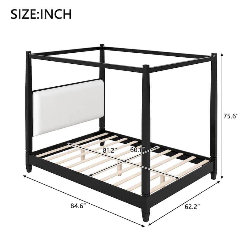 Canopy Platform Bed with Upholstered Headboard by Harper&Bright Designs