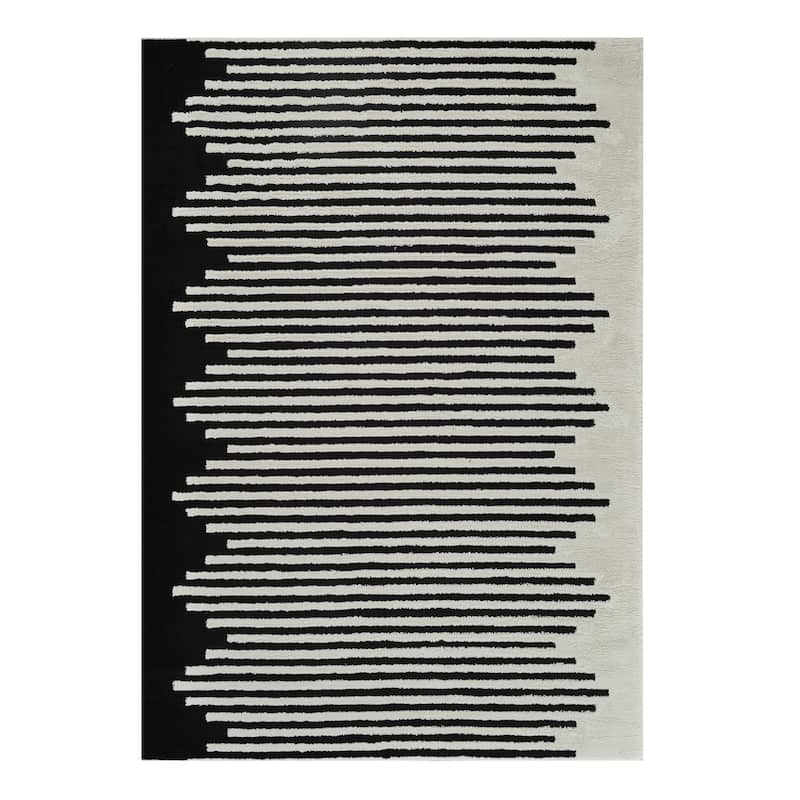 Bexo Abstract Modern Stain Resistant Woven Soft Area Rug By HomeRoots - 63.52' X '63.52' X '0.75