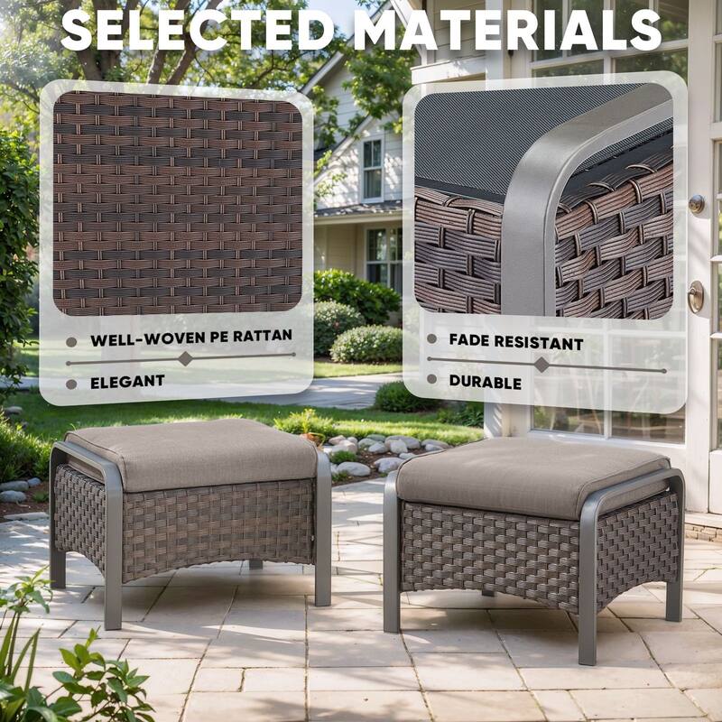 Outdoor Sofa with 2 Swivel Chairs, 2 Patio Chairs and 2 Ottomans