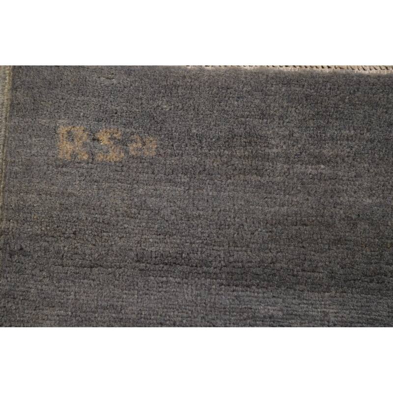 Modern Gray Gabbeh Oriental Area Rug Hand-Knotted Wool Carpet - 6'8" x 9'6"