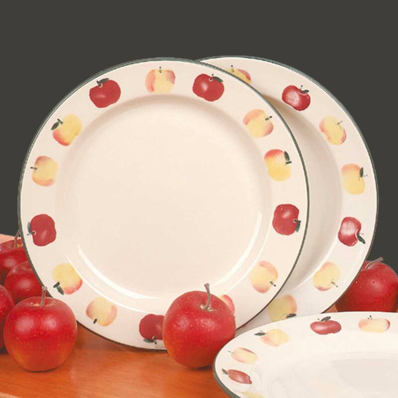 Stoneware Decorative Ceramic White Plate Country Apple 10" Renovators Supply