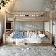 preview thumbnail 12 of 18, Elegant Full XL over Queen Bunk Bed with Ladder and Guardrails, Gray