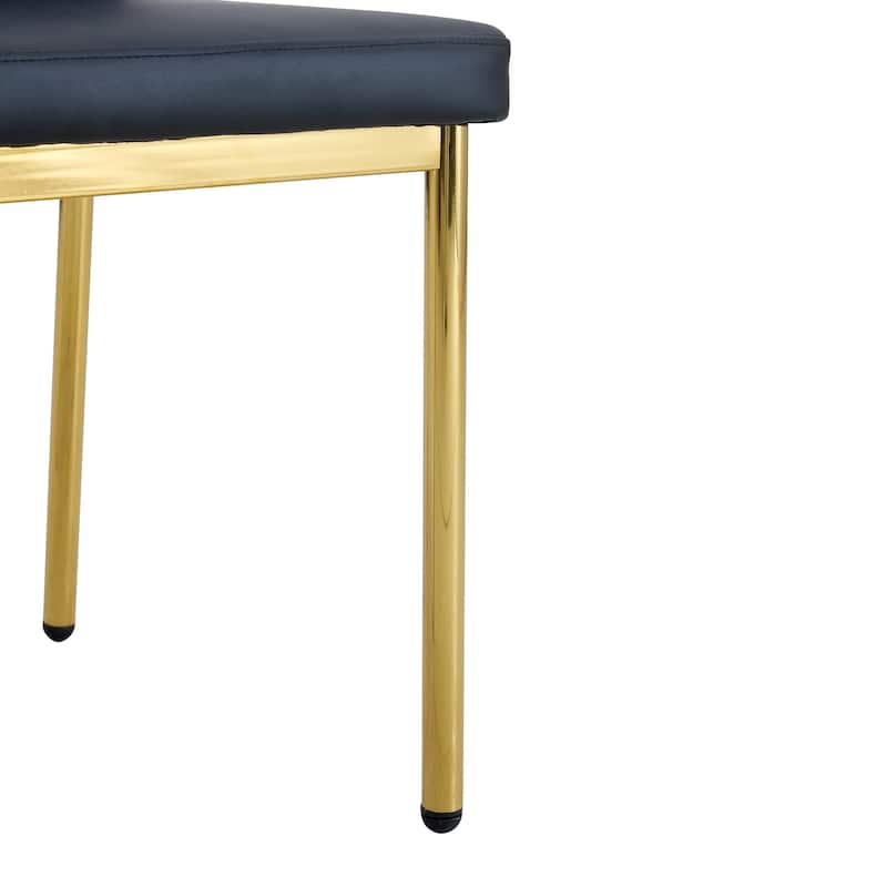Roomfitters PU Dining Chairs with Gold Metal Legs, Vertical Stripe Back, High Resilience Upholstered Set of 6