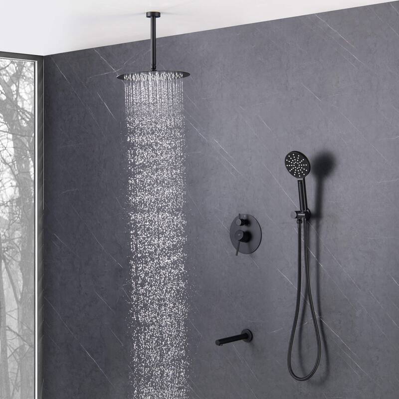 Pressure Balanced Ceiling Mounted 3-Function Shower System with Rough In Valve