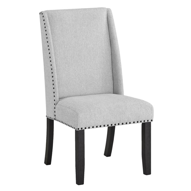Modern 2 Piece Fabric Dining Chair Set with Matte Black Nailhead Trim, Upholstered for Dining Kitchen Bedroom Living Room
