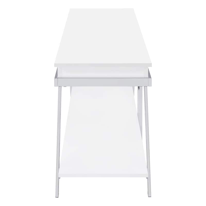 Marcia 1-Drawer Wood 60" TV Stand White High Gloss And Chrome
