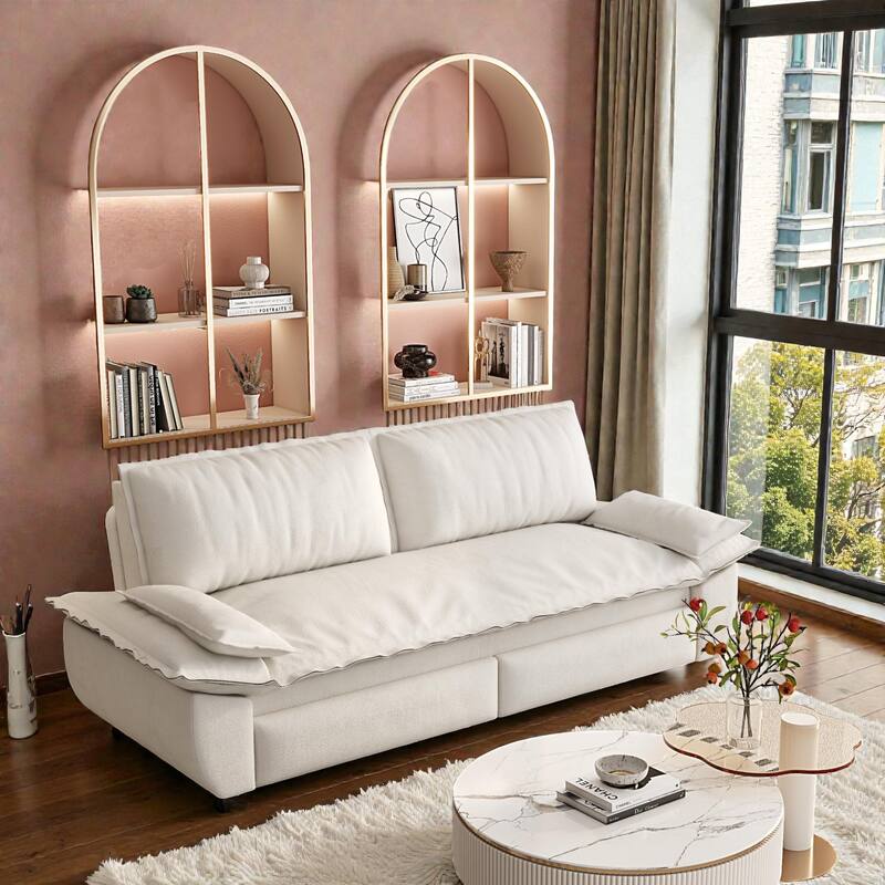 73.2" Pull Out Sofa Bed, 3-in-1 Convertible Queen Sleeper Sofa, Velvet Loveseat Couch for Living Room Bedroom