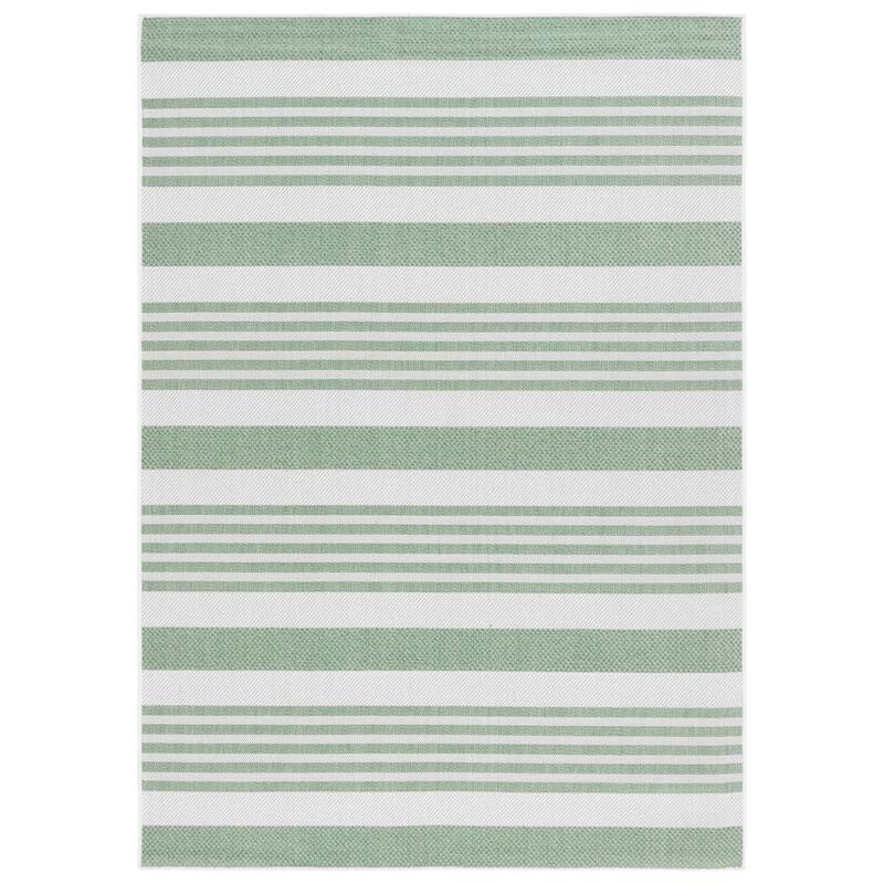 SAFAVIEH Bermuda Timi Geometric Indoor/Outdoor Waterproof Rug - 8' x 10' - Green/Ivory