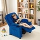preview thumbnail 46 of 79, MCombo Big Kids Recliner Chair with Cup Holders , Velvet Fabric Navy Blue