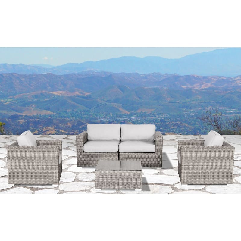 LSI Verona Wicker 5-piece Resort Grade Outdoor Furniture Patio Sofa Set - Canvas