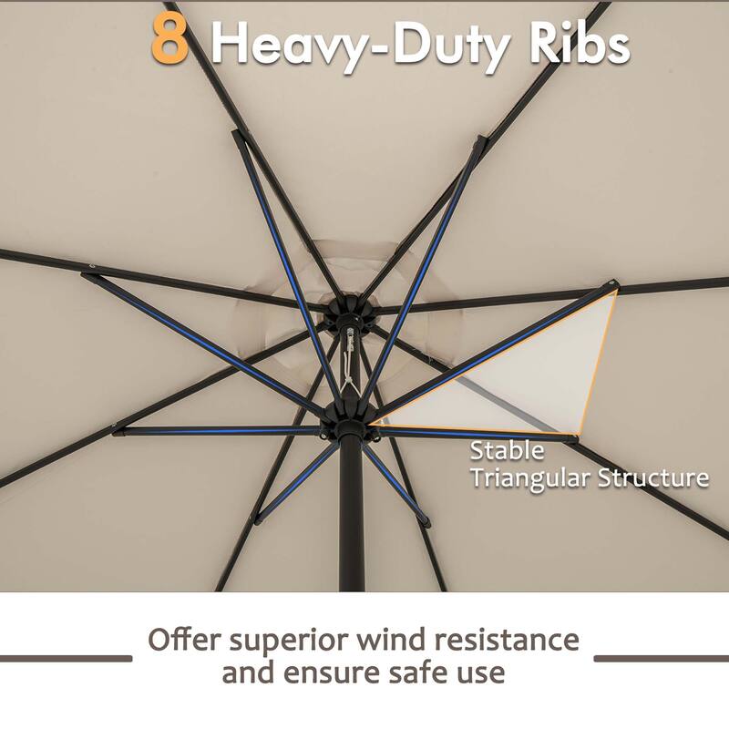 Gymax Outdoor Patio Umbrella Modern Table Umbrella w/8 Heavy Duty Ribs