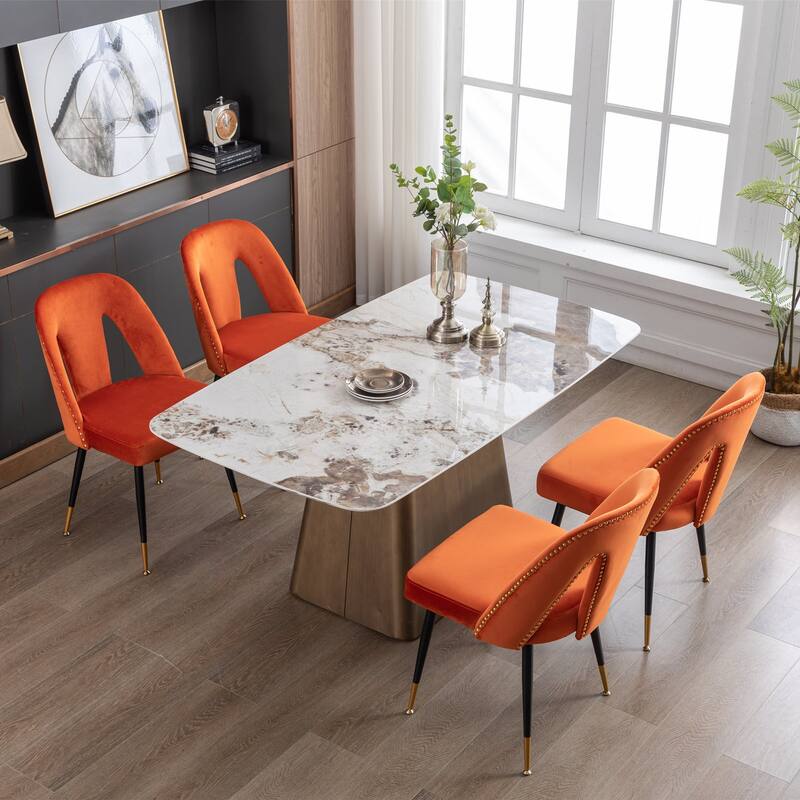 Modern Velvet Upholstered Dining Chairs Set of 6