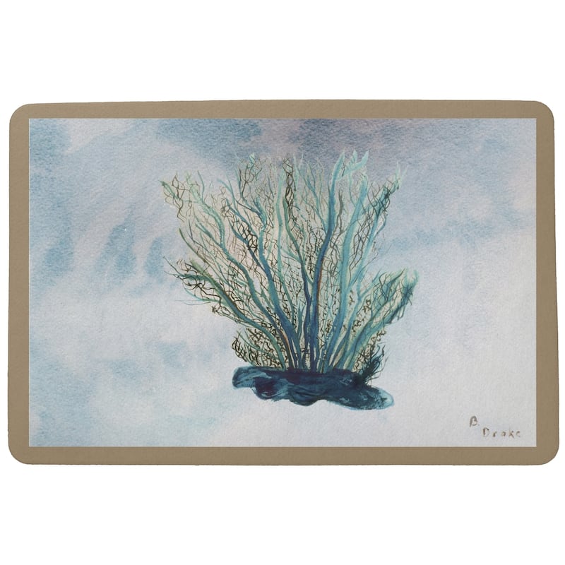 Betsy Drake Coastal Blue Coral Doormat - 18x26