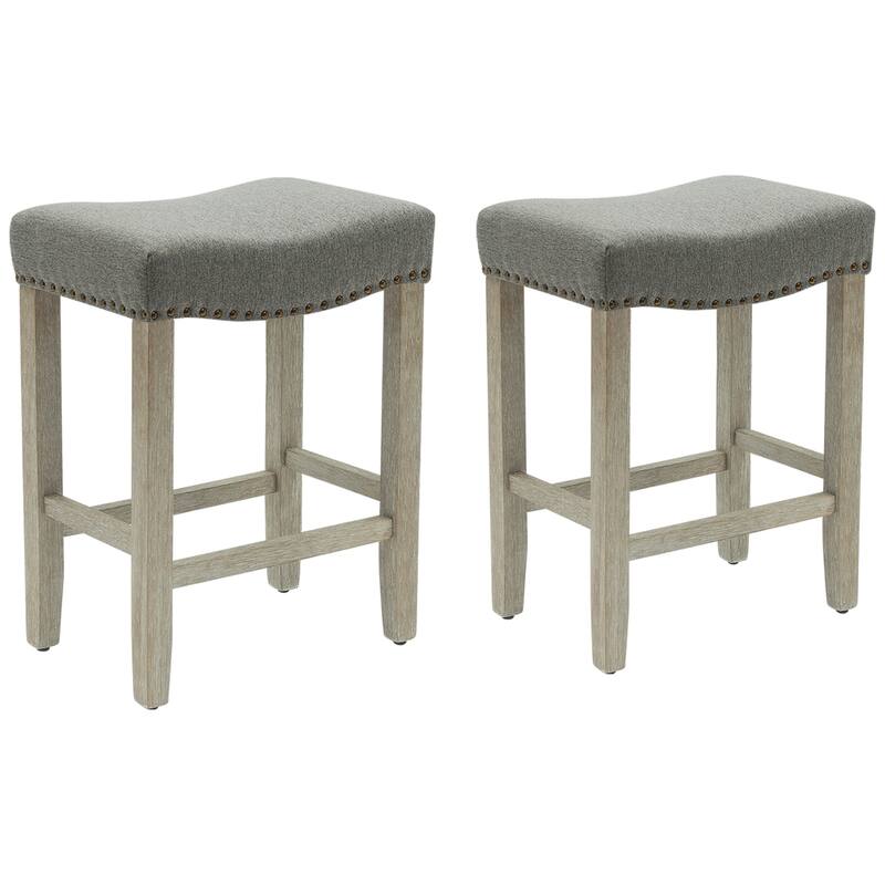 Jameson Upholstered Polyester Gray 24 Inch Counter Stool (Set Of 2 ...