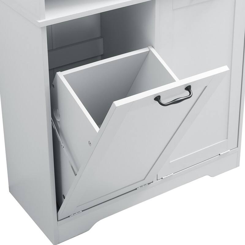 Free Standing Bathroom Storage Cabinet with Tilt-Out Laundry Baskets, Tall Cabinet with Adjustable Shelf
