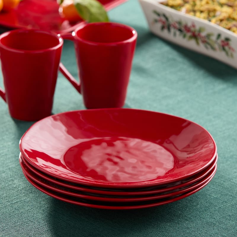 Certifed International Berry Red Christmas Set of 4 Dinner Plates 11" - 11 L x 11 W x 1.25 H