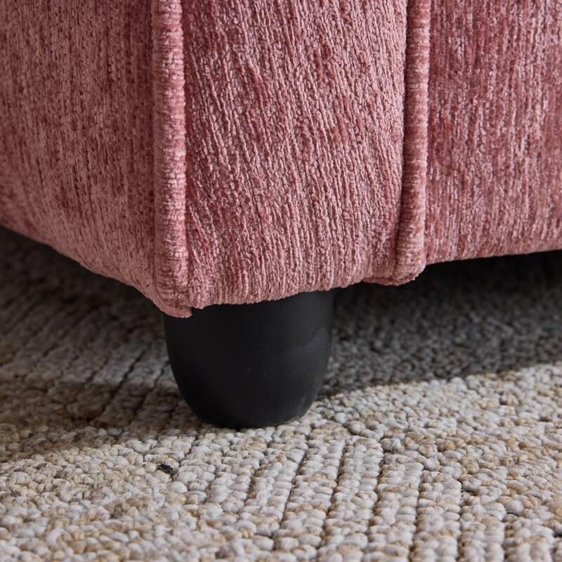 Chenille Loveseat With Floral Arms For Living Room