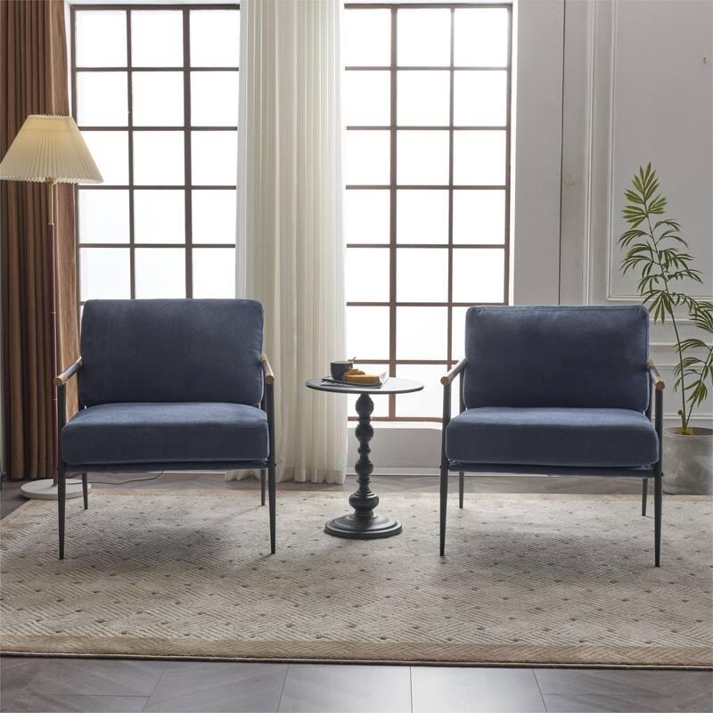 Chenille Fabric Armchair, Retro Leisure Accent Chair with Extra Soft Padded and Cushion