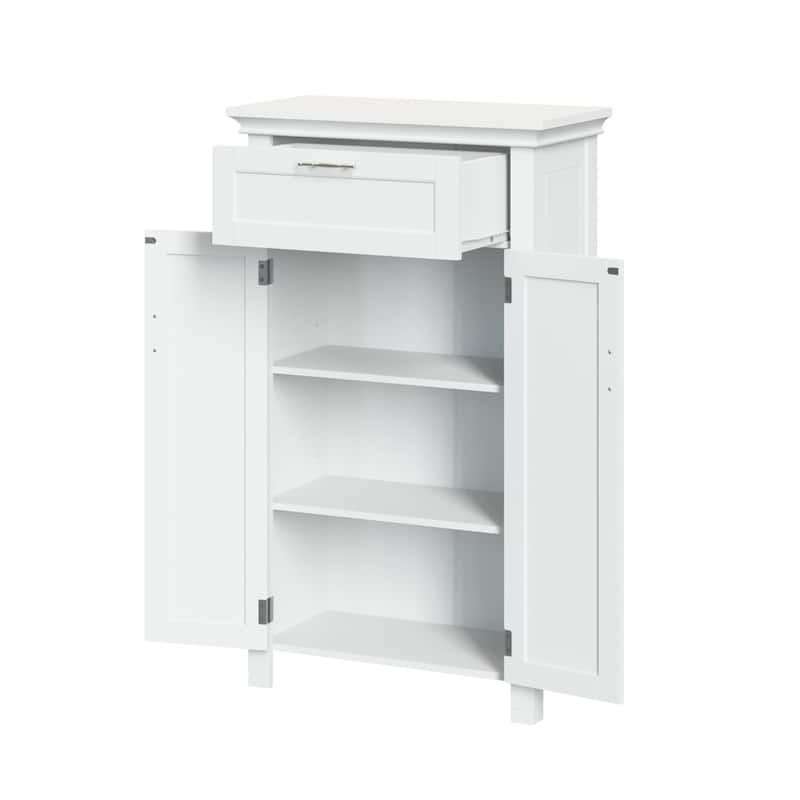 RiverRidge Somerset Two-Door Bathroom and Laundry Storage Cabinet with Drawer and Adjustable Shelf - White - N/A