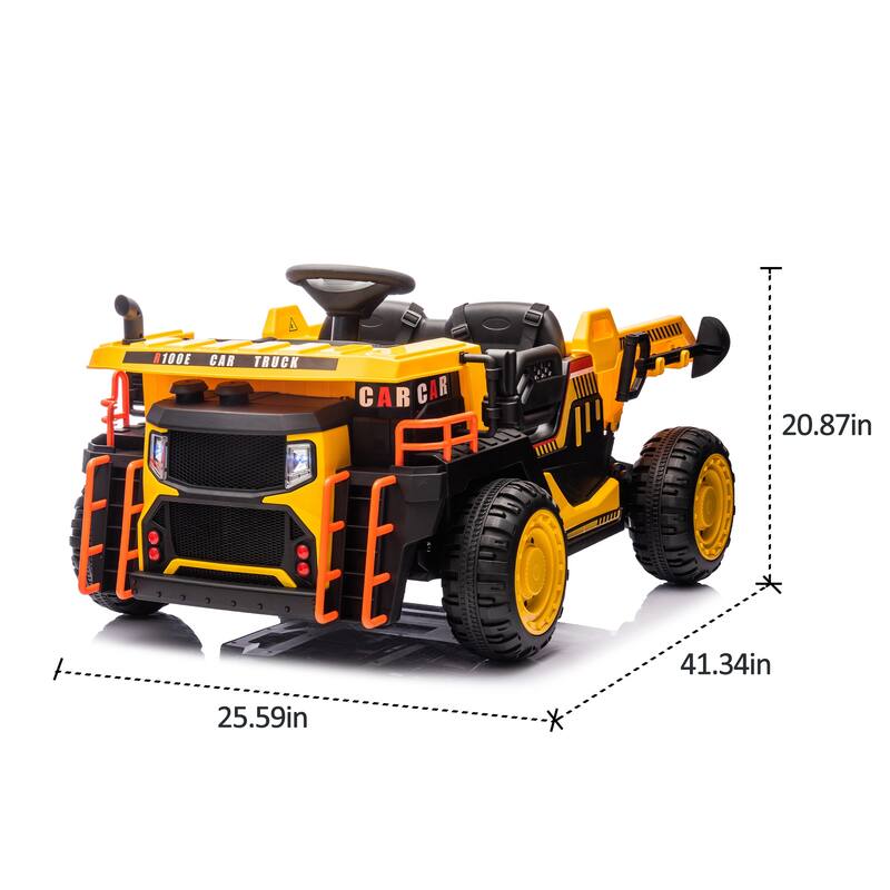 Dual-Seater Ride On Car for Kids, 24V Motor, Parental Remote Control, Bluetooth, Music, Electric Rear Dump and LED Lights