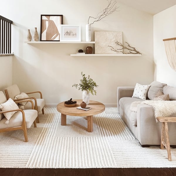 slide 2 of 28, Nuloom Dorene Contemporary High-Low Striped Wool Area Rug 2' x 8' Runner - Ivory